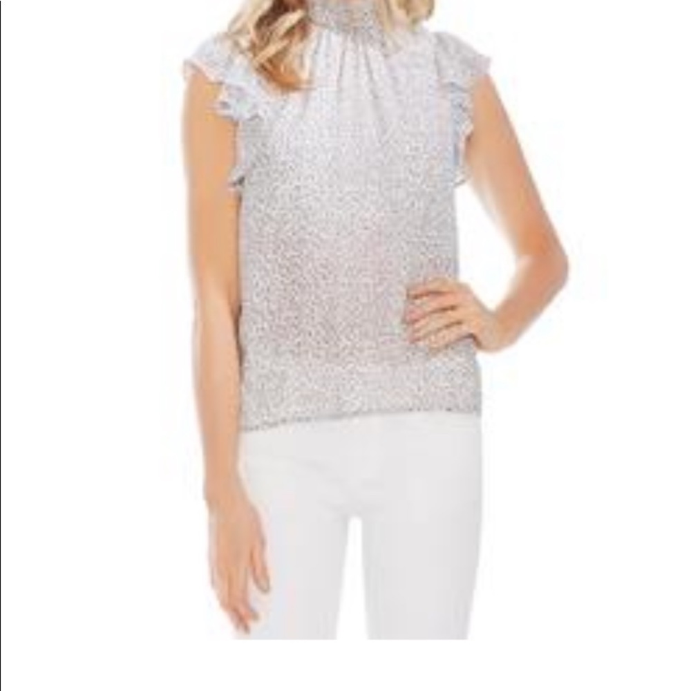 1.State x Jaime Shrayber Flutter Sleeve Top Animal Print White Black MED